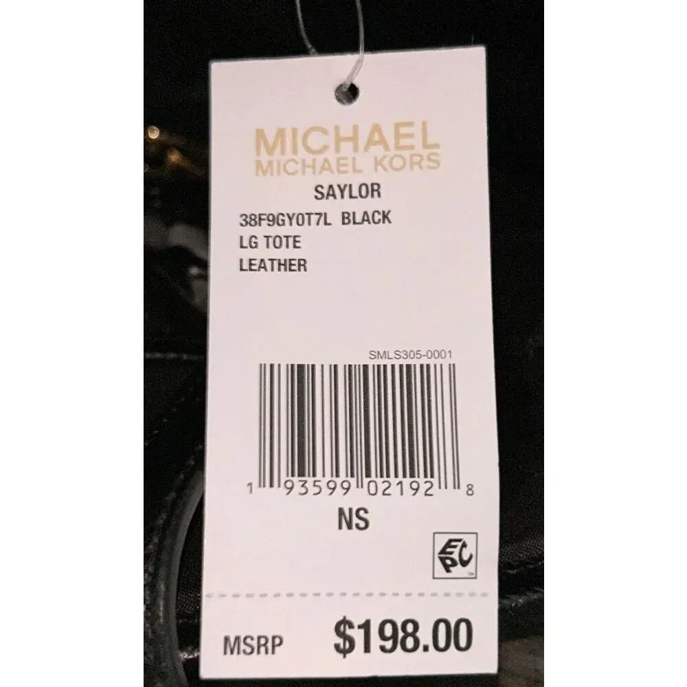 NWT Michael Kors Saylor Large Leather Black Tote - Picture 8 of 9